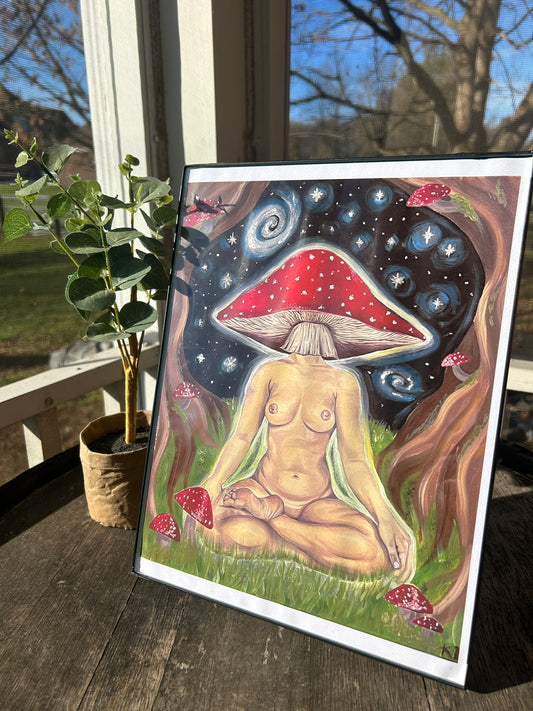 mushroom woman print